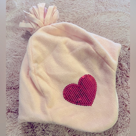 Gap Kids Trapper Fleece Light Pink and Hot Pink Sequins Pom Hat Beanie - Picture 2 of 5